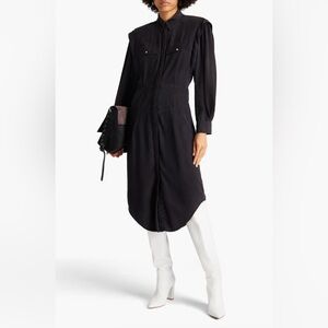NEW with Tags Isabel Marant Size Larhe Black Women's Pearl Button Dress